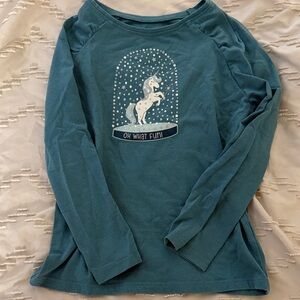 Girl’s Teal Long Sleeve Unicorn Shirt